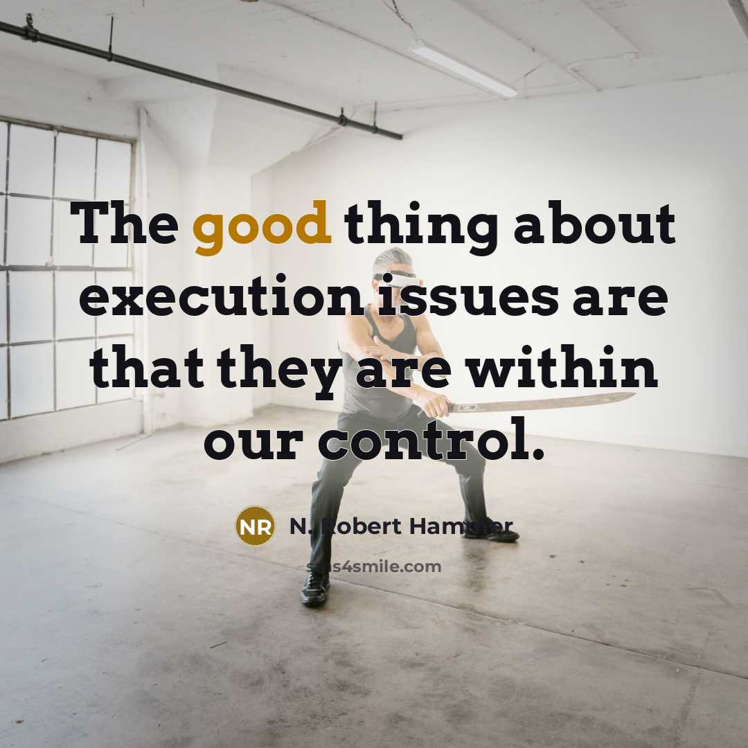 “The good thing about execution issues are that they are within our control.” quote by N. Robert Hammer