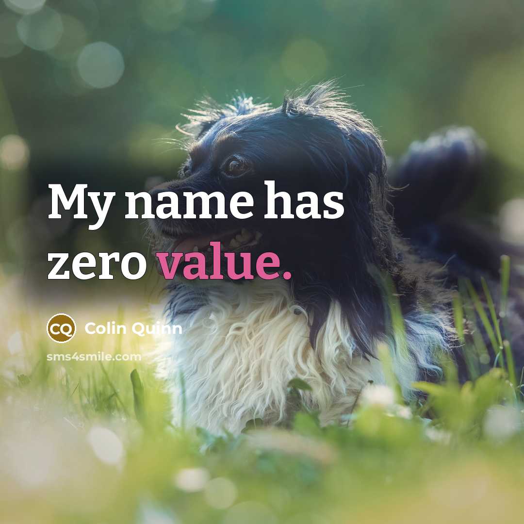 “My name has zero value.” quote by Colin Quinn