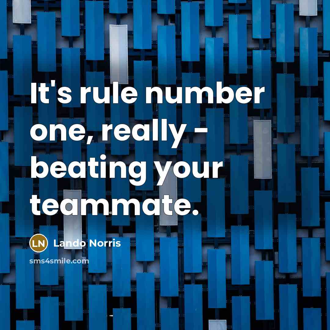 “It's rule number one, really - beating your teammate.” quote by Lando Norris