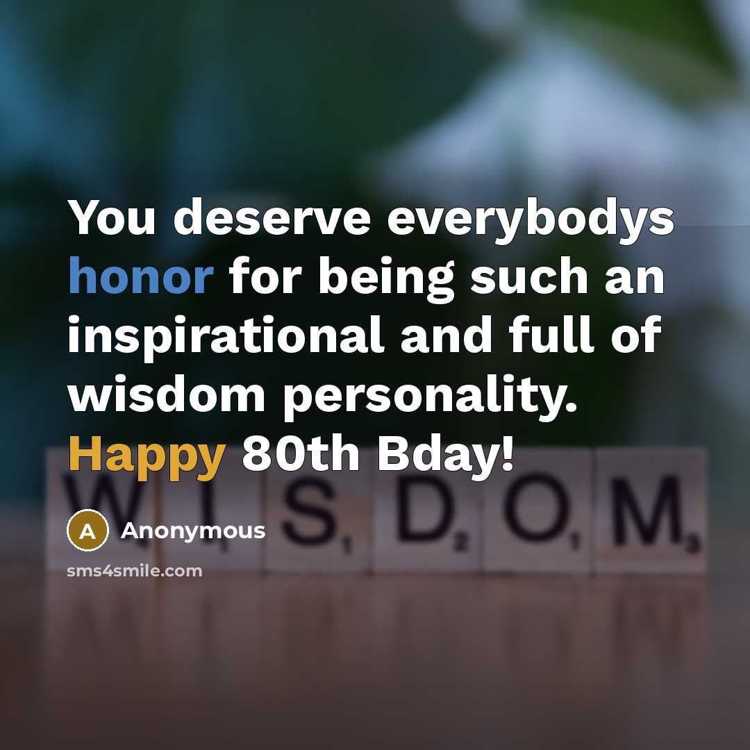“You deserve everybodys honor for being such an inspirational and full of wisdom personality. Happy 80th Bday!” quote by Anonymous