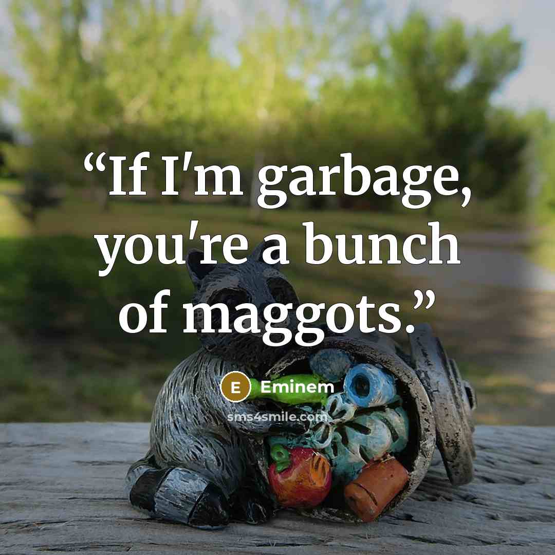 “If I'm garbage, you're a bunch of maggots.” quote by Eminem