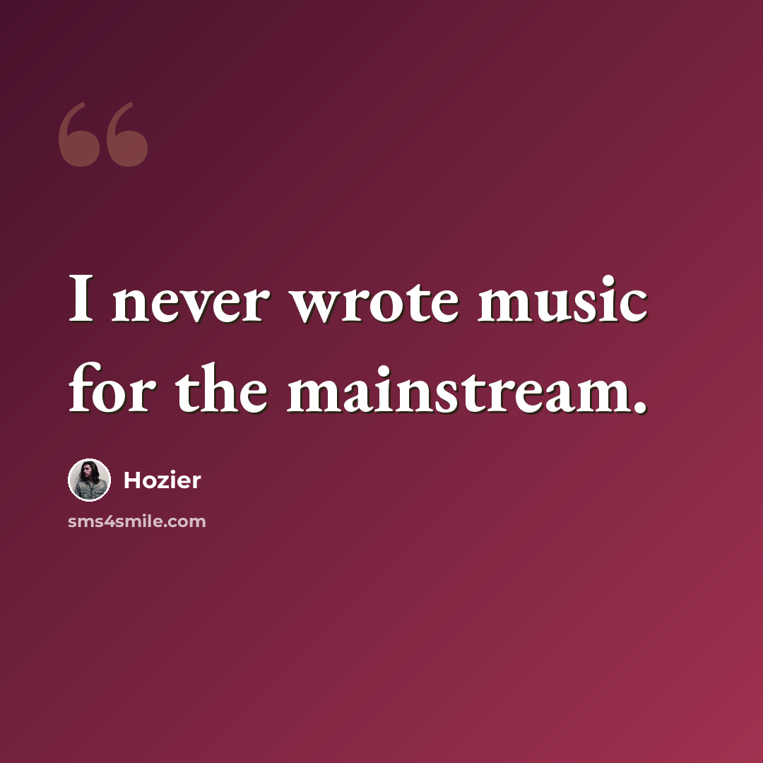 “I never wrote music for the mainstream.” quote by Hozier