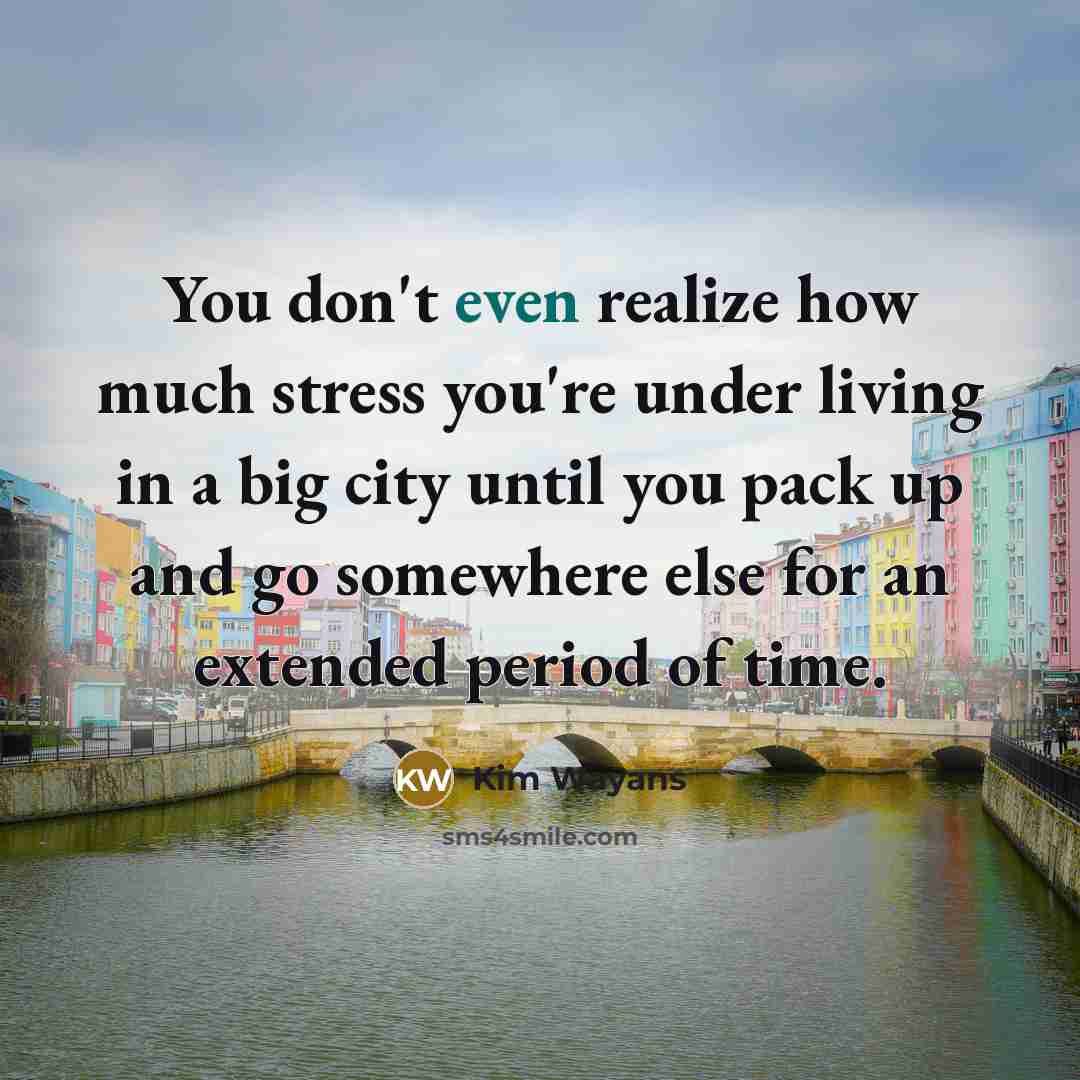 “You don't even realize how much stress you're under living in a big city until you pack up and go somewhere else for an extended period of time.” quote by Kim Wayans