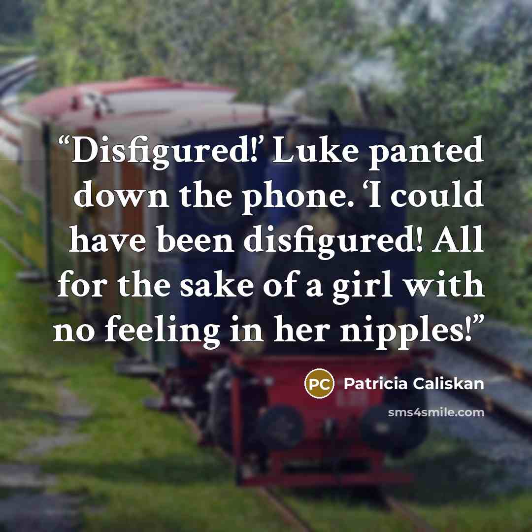 “Disfigured!’ Luke panted down the phone. ‘I could have been disfigured! All for the sake of a girl with no feeling in her nipples!” quote by Patricia Caliskan
