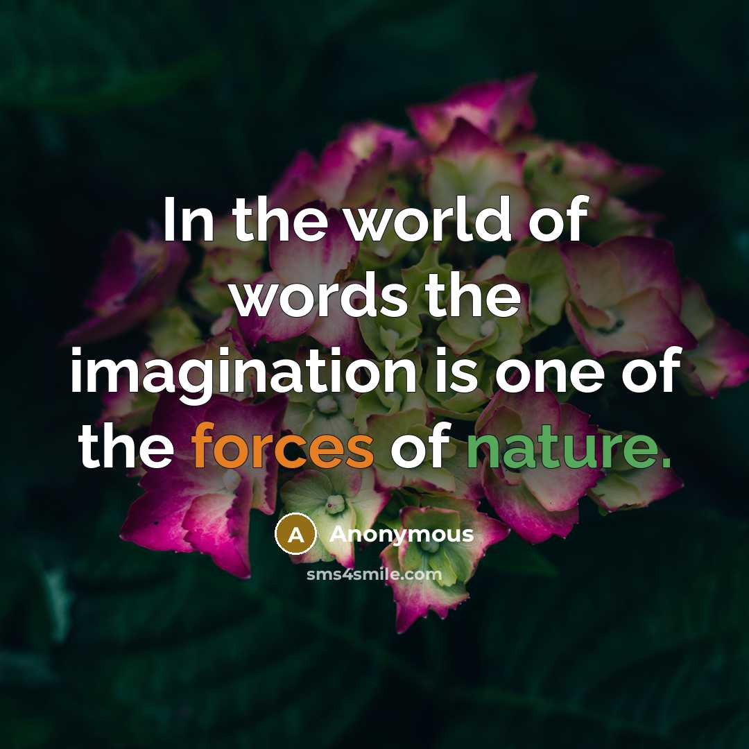 “In the world of words the imagination is one of the forces of nature.” quote by Anonymous