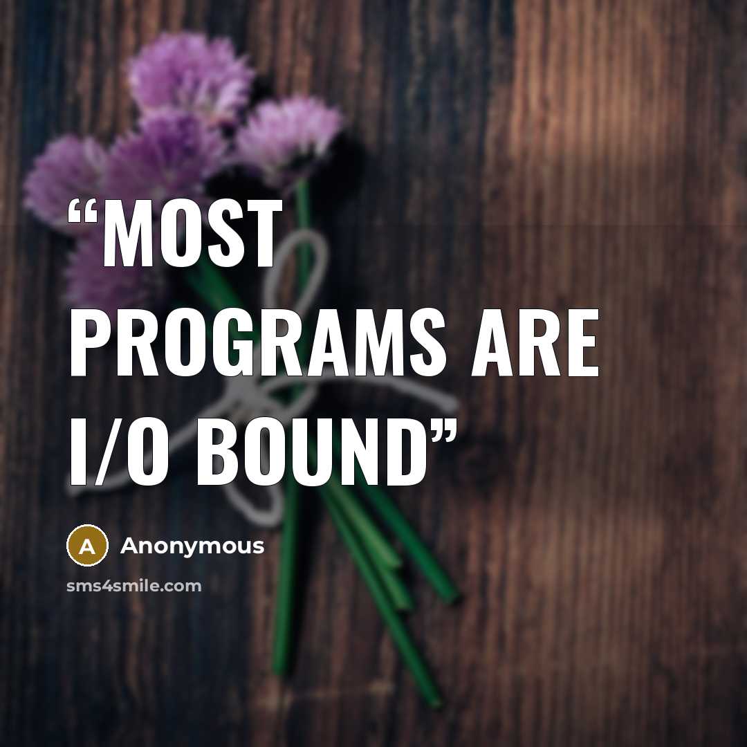 “Most programs are I/O bound” quote by Anonymous