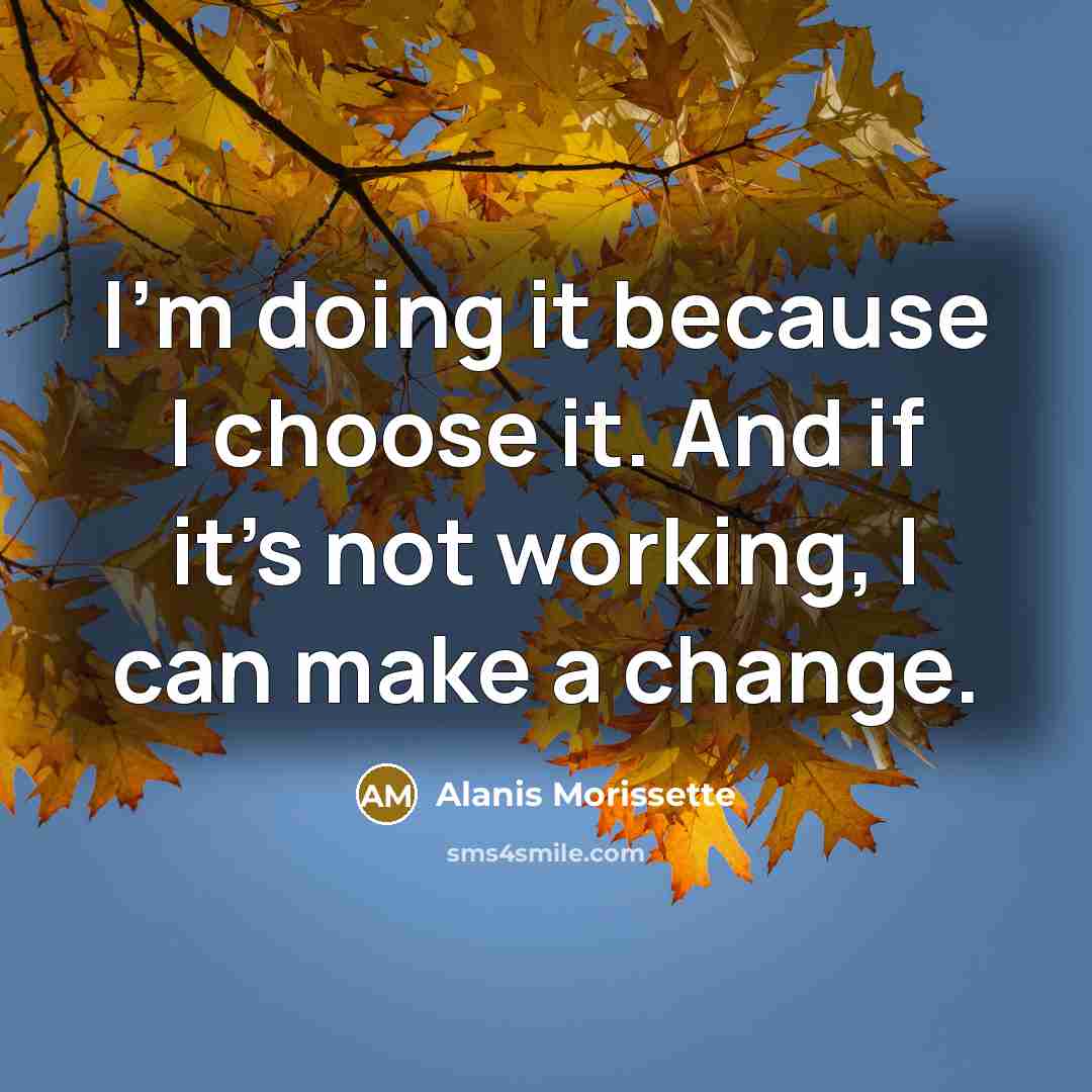 “I'm doing it because I choose it. And if it's not working, I can make a change.” quote by Alanis Morissette