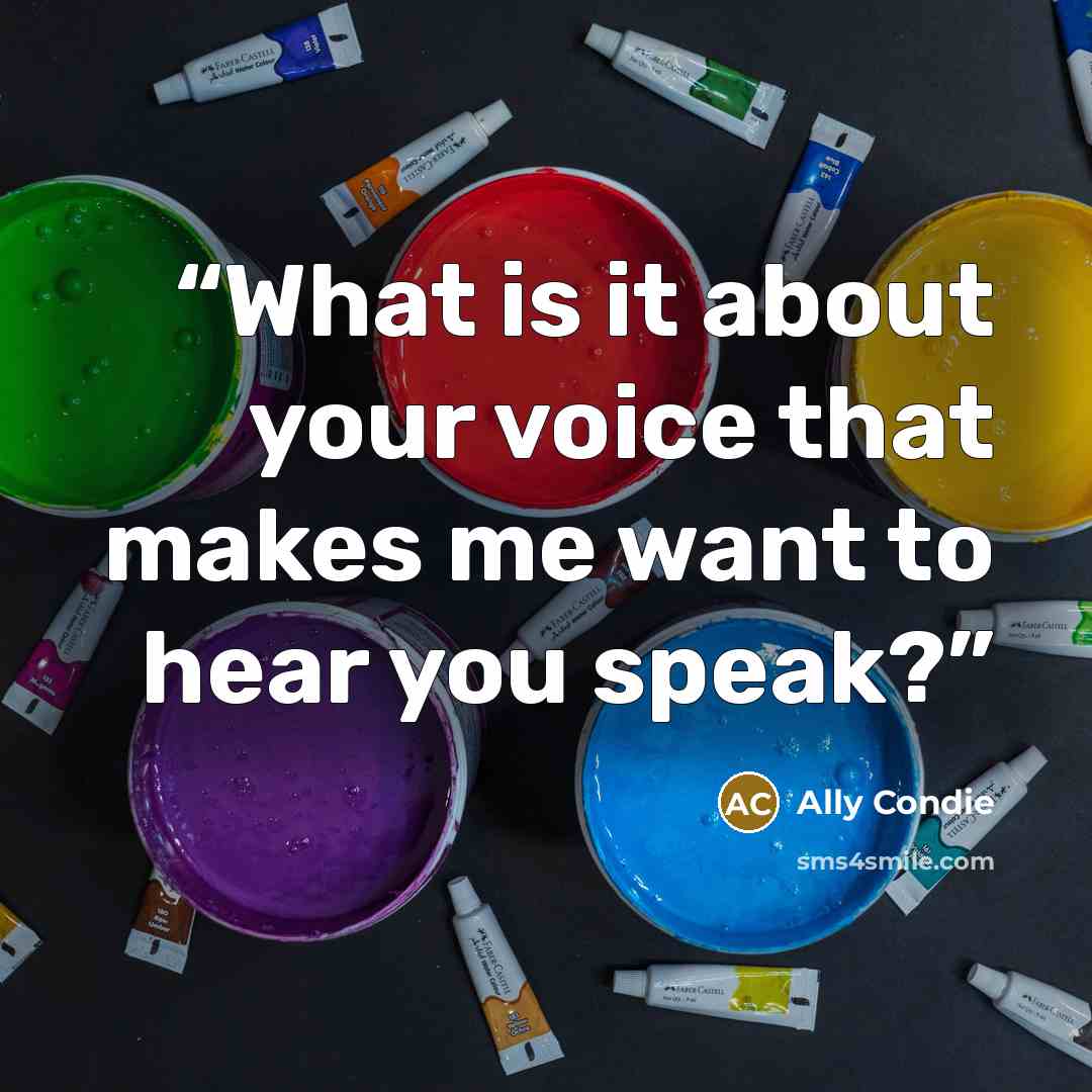 “What is it about your voice that makes me want to hear you speak?” quote by Ally Condie