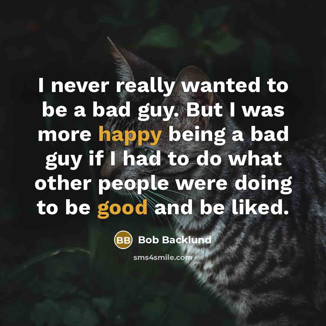 “I never really wanted to be a bad guy. But I was more happy being a bad guy if I had to do what other people were doing to be good and be liked.” quote by Bob Backlund