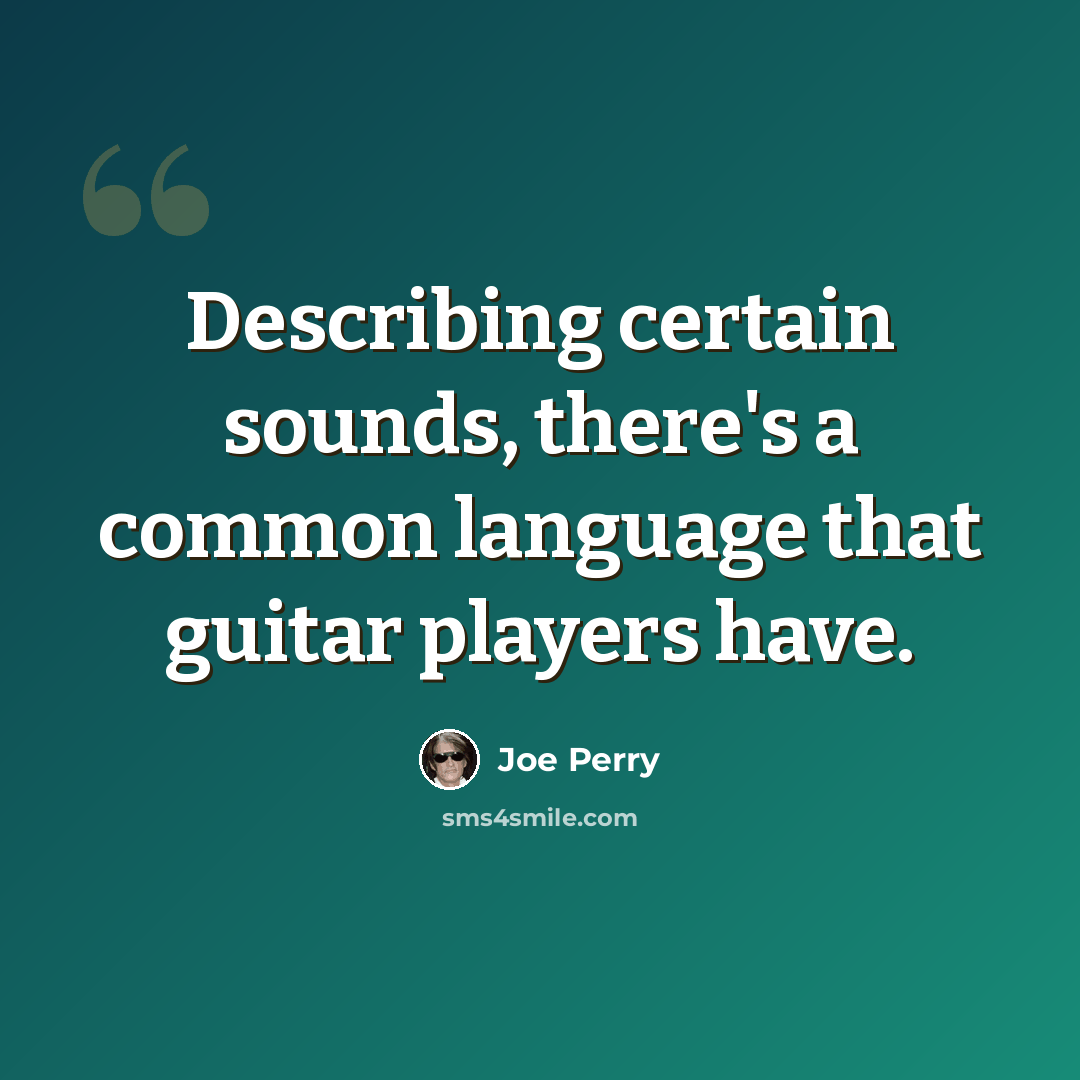 “Describing certain sounds, there's a common language that guitar players have.” quote by Joe Perry