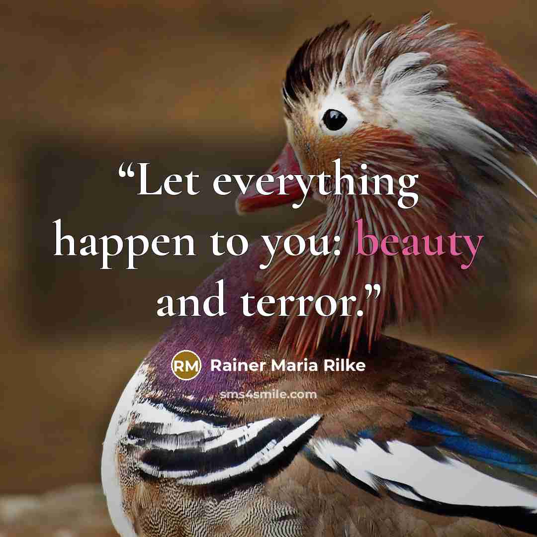 “Let everything happen to you: beauty and terror.” quote by Rainer Maria Rilke