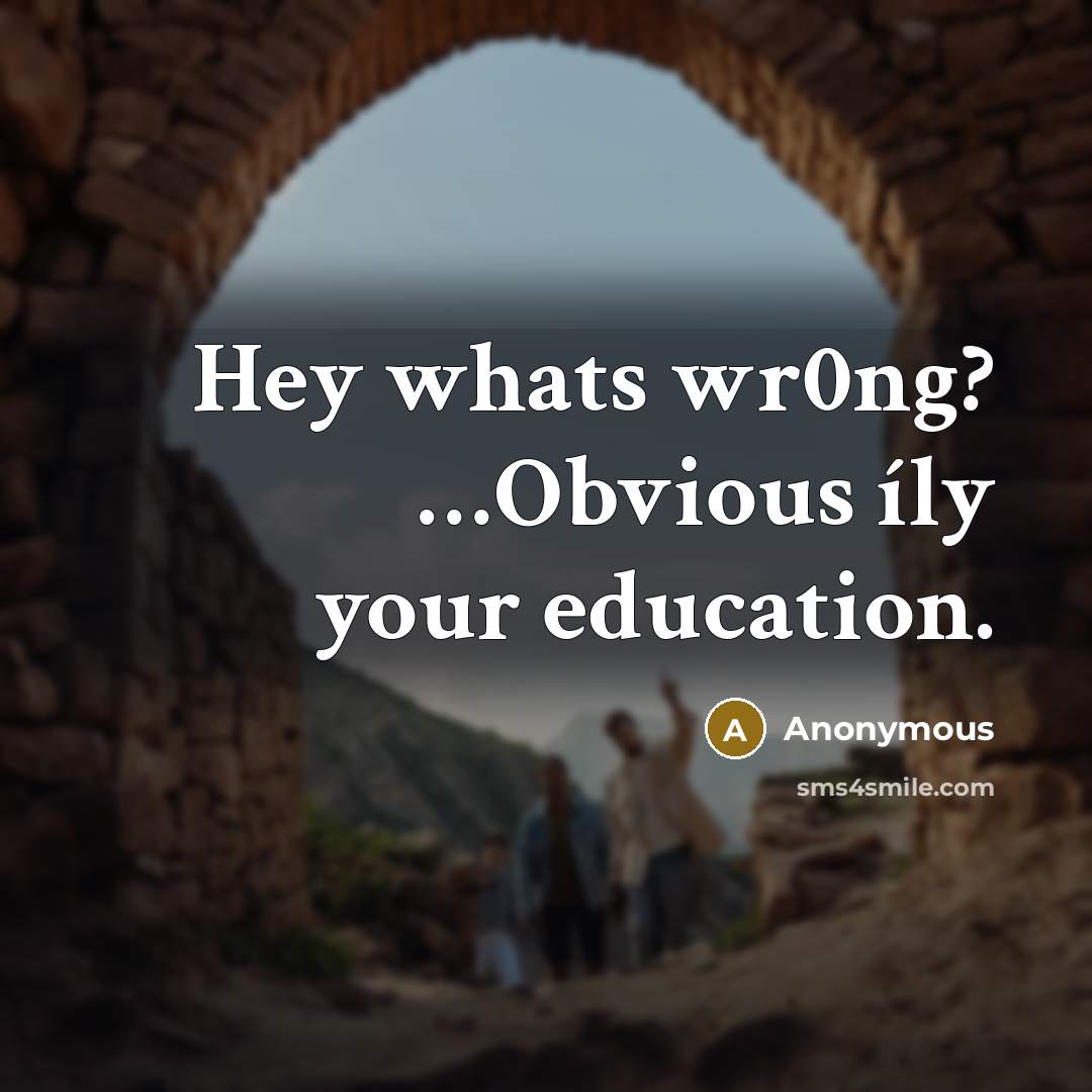 “Hey whats wr0ng? …Obvious íly your education.” quote by Anonymous