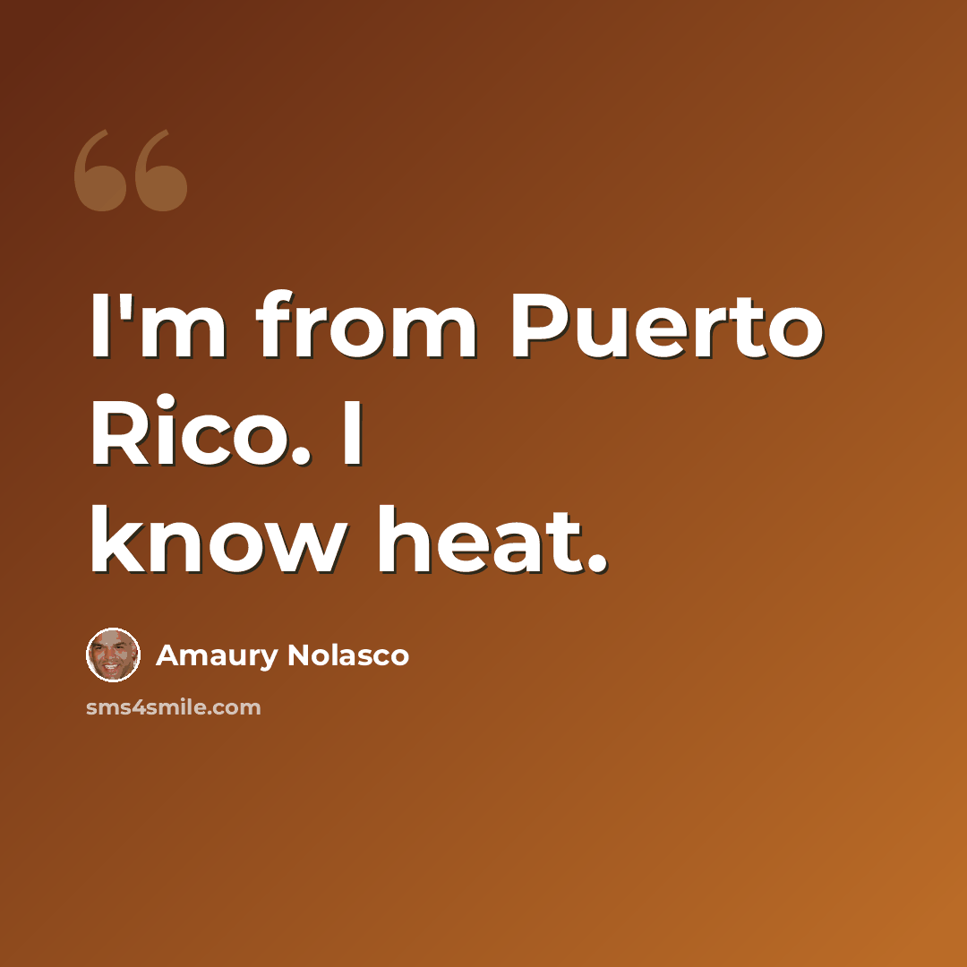 “I'm from Puerto Rico. I know heat.” quote by Amaury Nolasco