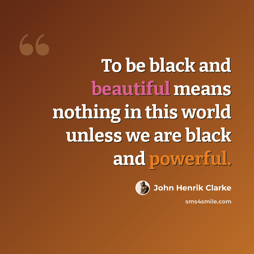 “To be black and beautiful means nothing in this world unless we are black and powerful.” quote by John Henrik Clarke