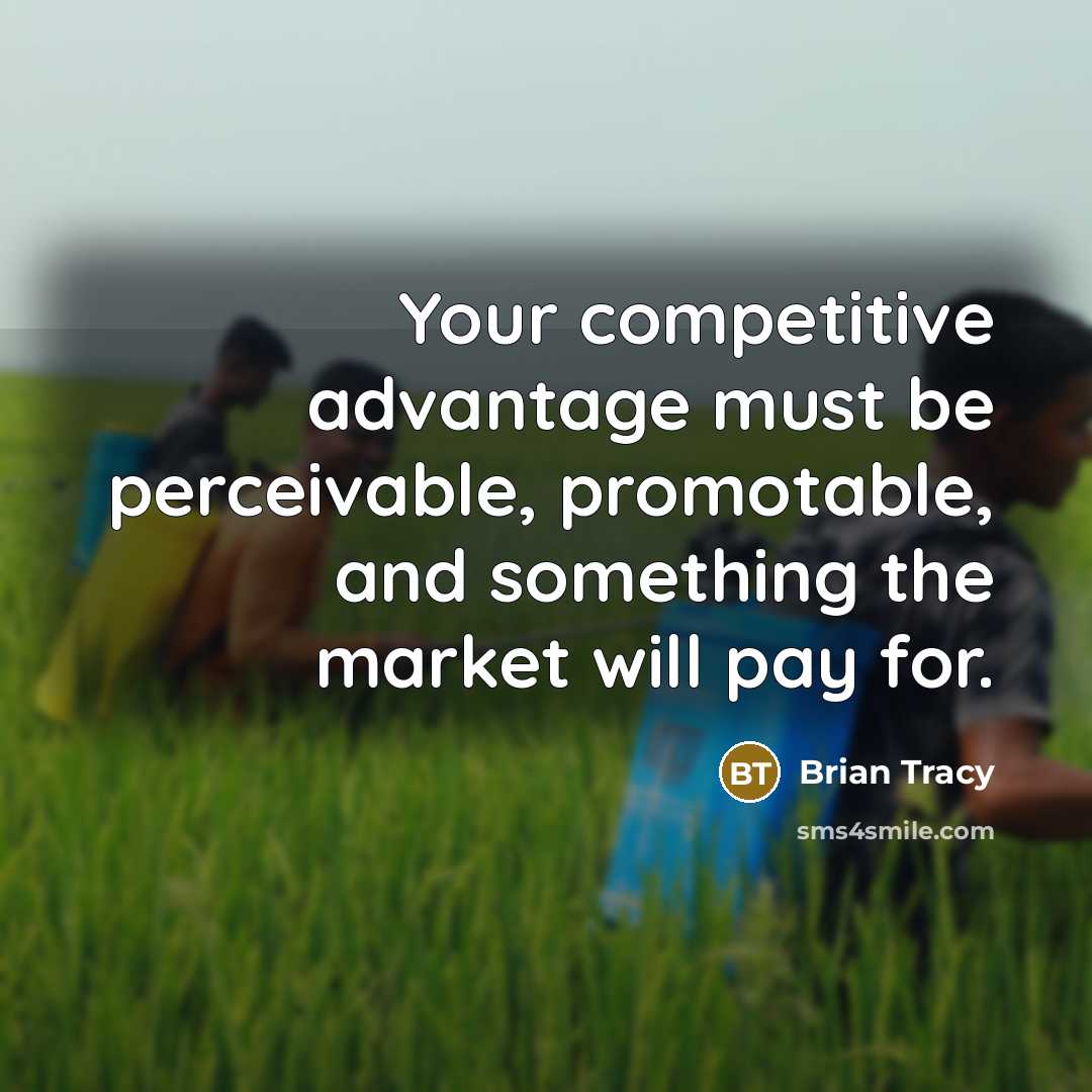 “Your competitive advantage must be perceivable, promotable, and something the market will pay for.” quote by Brian Tracy