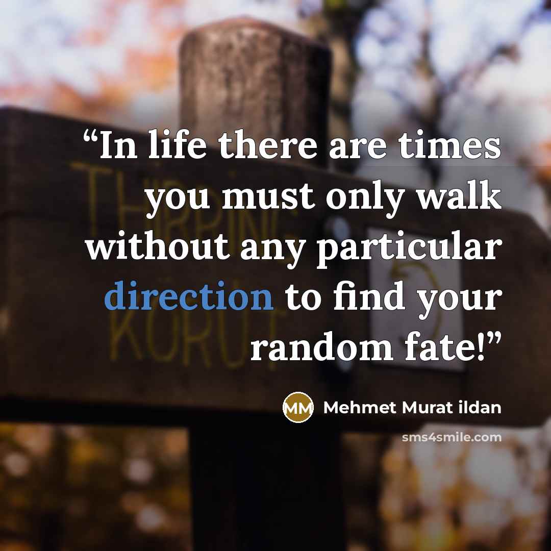 “In life there are times you must only walk without any particular direction to find your random fate!” quote by Mehmet Murat ildan