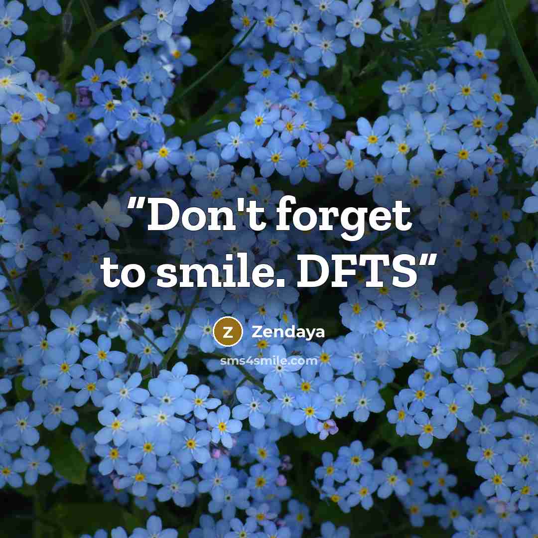 “Don't forget to smile. DFTS” quote by Zendaya