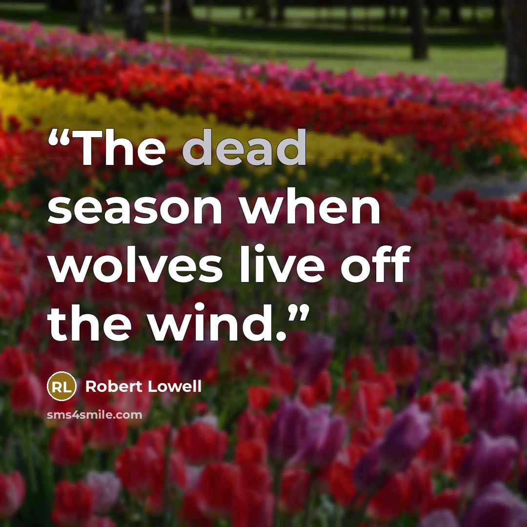 “The dead season when wolves live off the wind.” quote by Robert Lowell