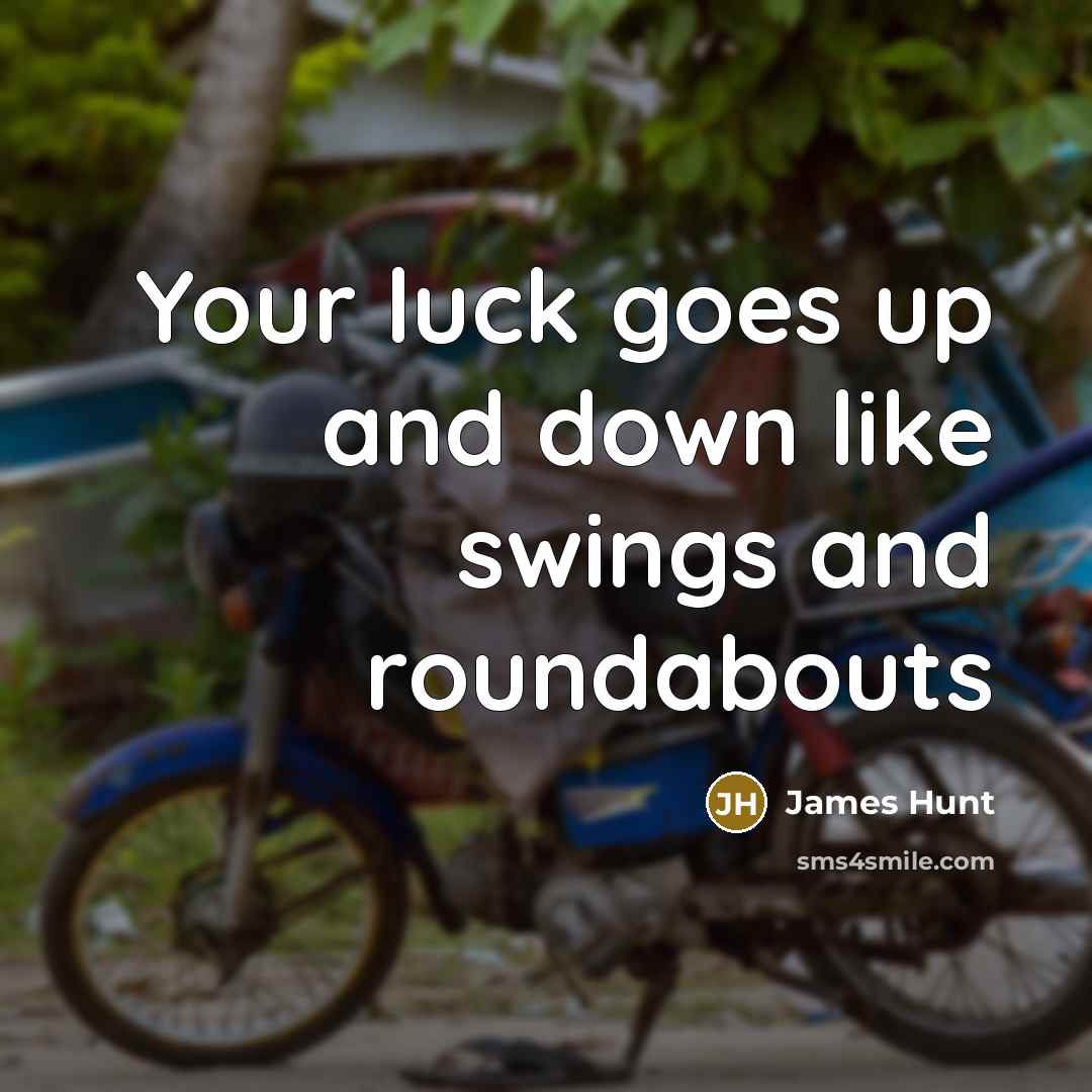 “Your luck goes up and down like swings and roundabouts” quote by James Hunt