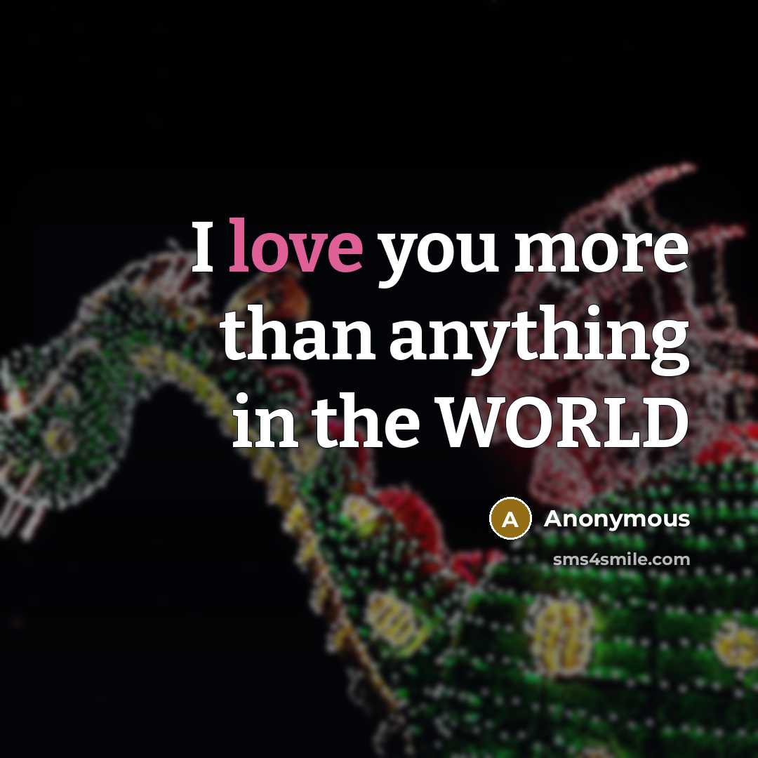 “I love you more than anything in the WORLD” quote by Anonymous