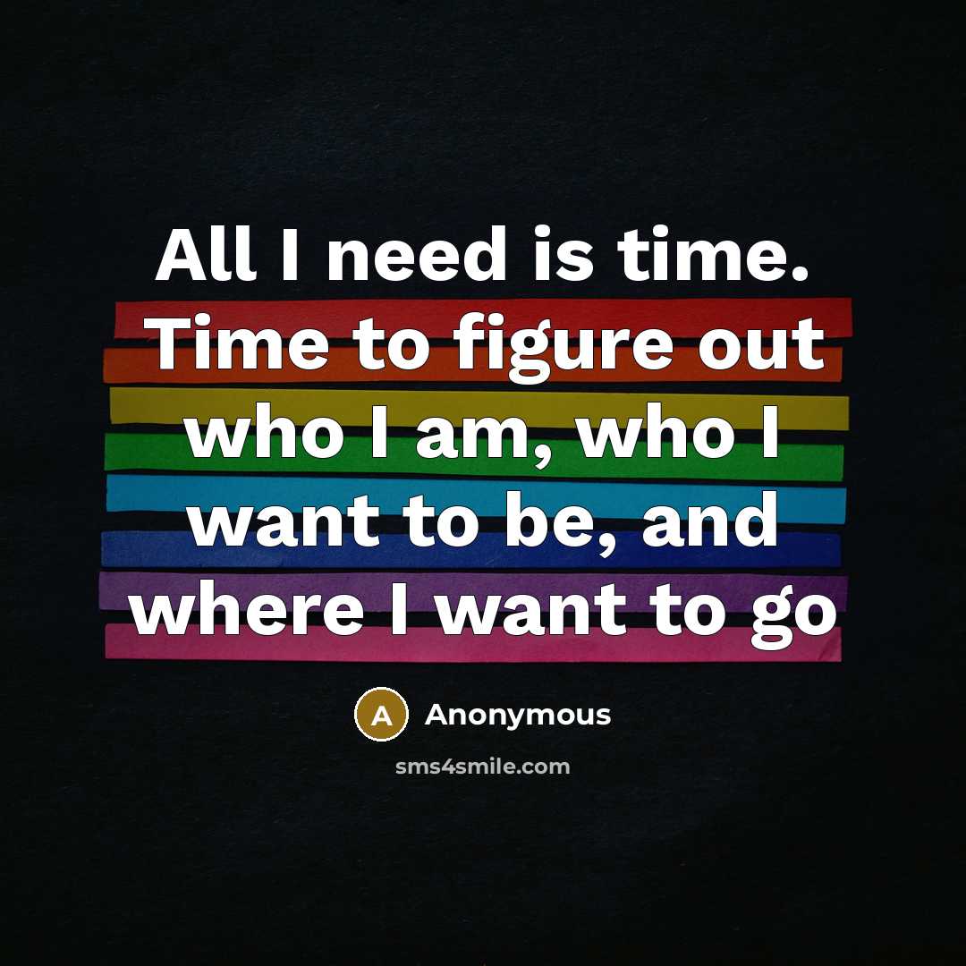 “All I need is time. Time to figure out who I am, who I want to be, and where I want to go” quote by Anonymous
