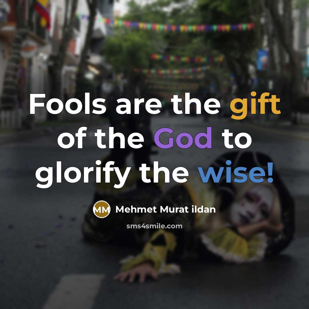“Fools are the gift of the God to glorify the wise!” quote by Mehmet Murat Ildan