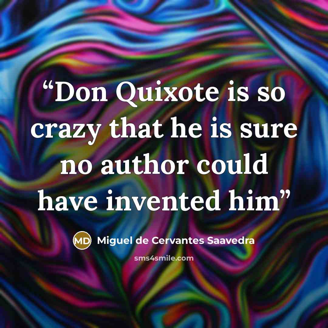 “Don Quixote is so crazy that he is sure no author could have invented him” quote by Miguel de Cervantes Saavedra