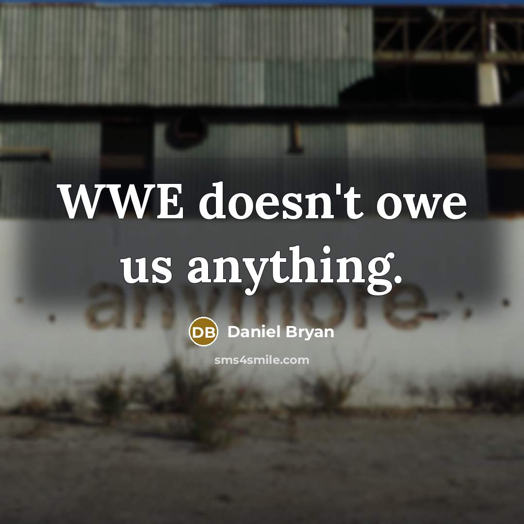 “WWE doesn't owe us anything.” quote by Daniel Bryan