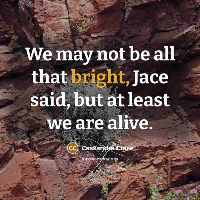 “We may not be all that bright, Jace said, but at least we are alive.” quote by Cassandra Clare