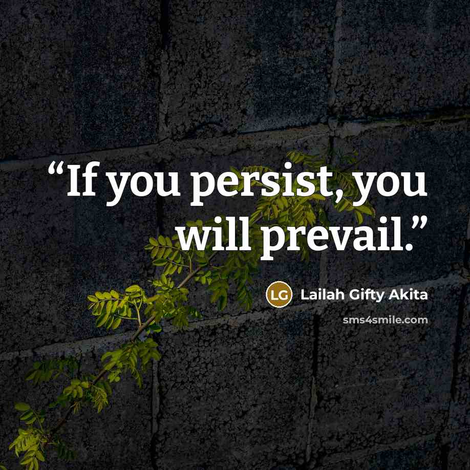 “If you persist, you will prevail.” quote by Lailah Gifty Akita