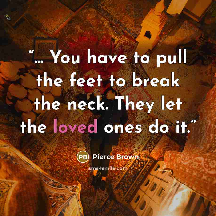 “... You have to pull the feet to break the neck. They let the loved ones do it.” quote by Pierce Brown