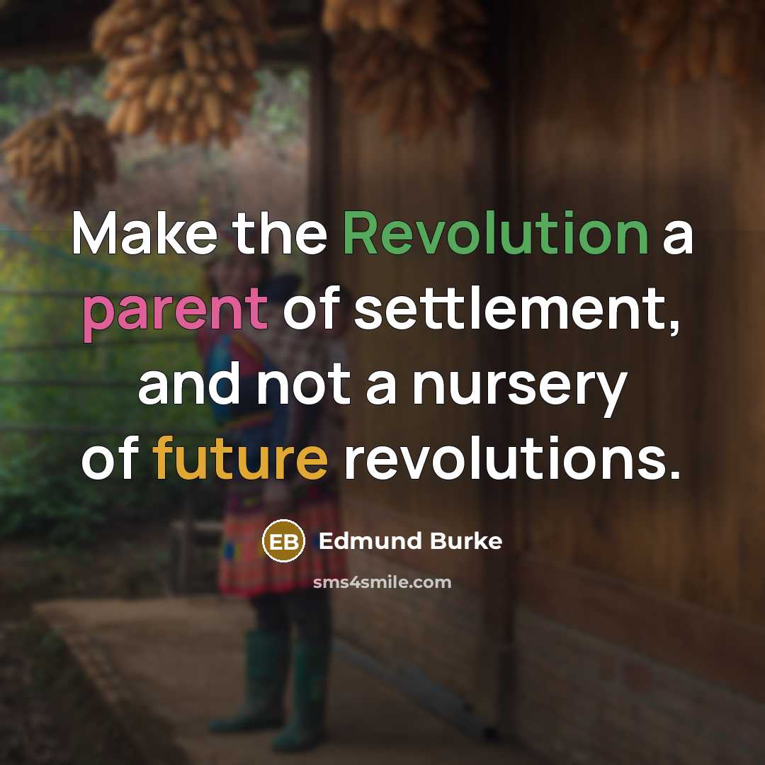 “Make the Revolution a parent of settlement, and not a nursery of future revolutions.” quote by Edmund Burke