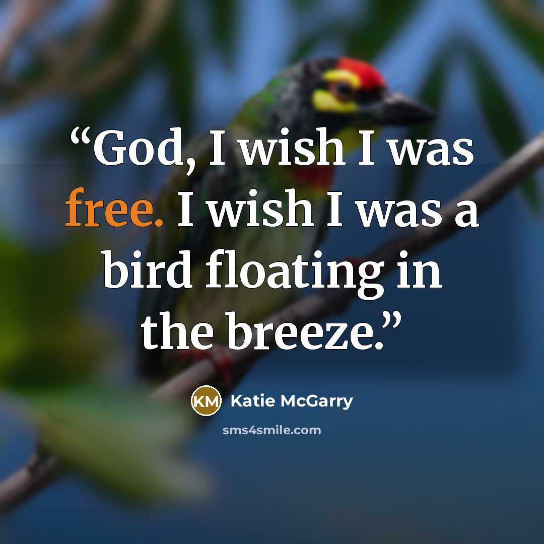 “God, I wish I was free. I wish I was a bird floating in the breeze.” quote by Katie McGarry