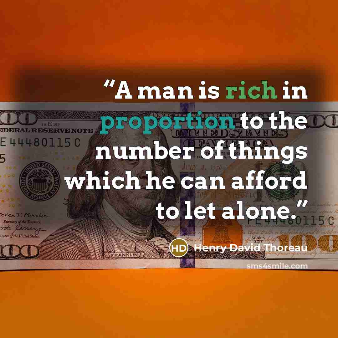 “A man is rich in proportion to the number of things which he can afford to let alone.” quote by Henry David Thoreau
