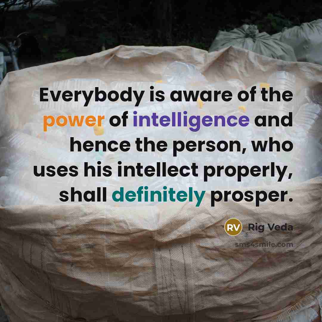 “Everybody is aware of the power of intelligence and hence the person, who uses his intellect properly, shall definitely prosper.” quote by Rig Veda