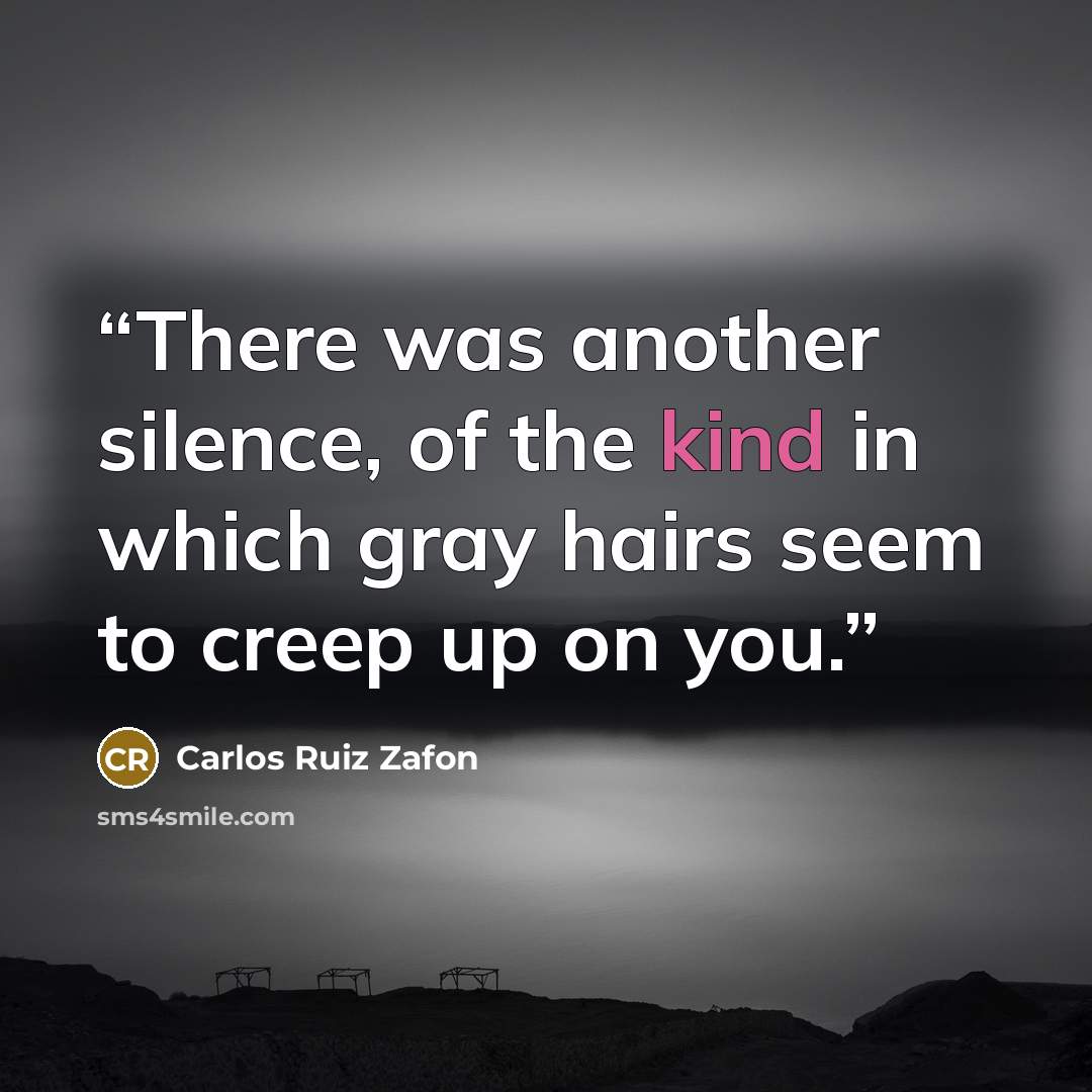 “There was another silence, of the kind in which gray hairs seem to creep up on you.” quote by Carlos Ruiz Zafón