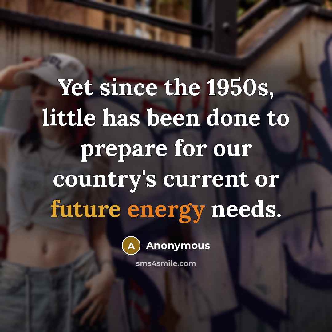 “Yet since the 1950s, little has been done to prepare for our country's current or future energy needs.” quote by Anonymous