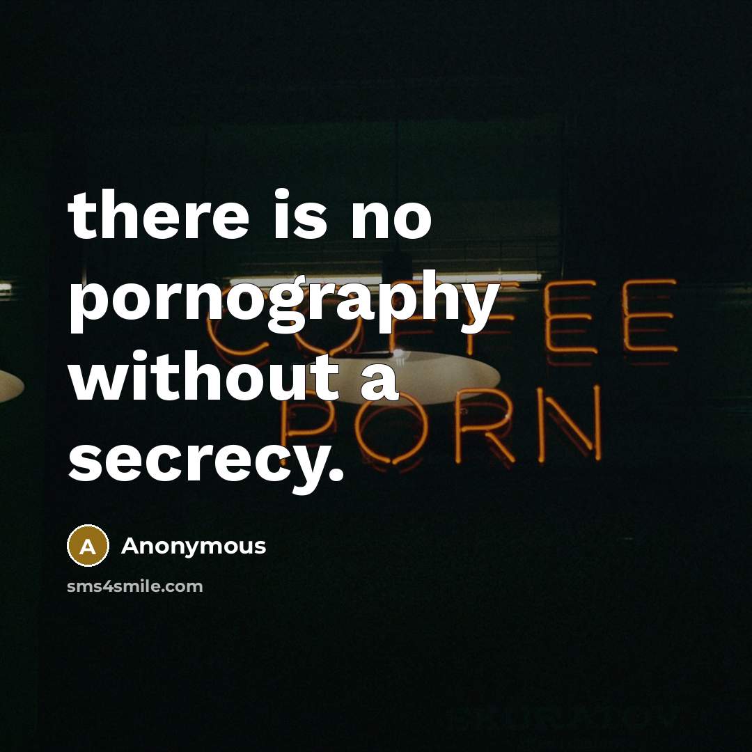 “there is no pornography without a secrecy.” quote by Anonymous