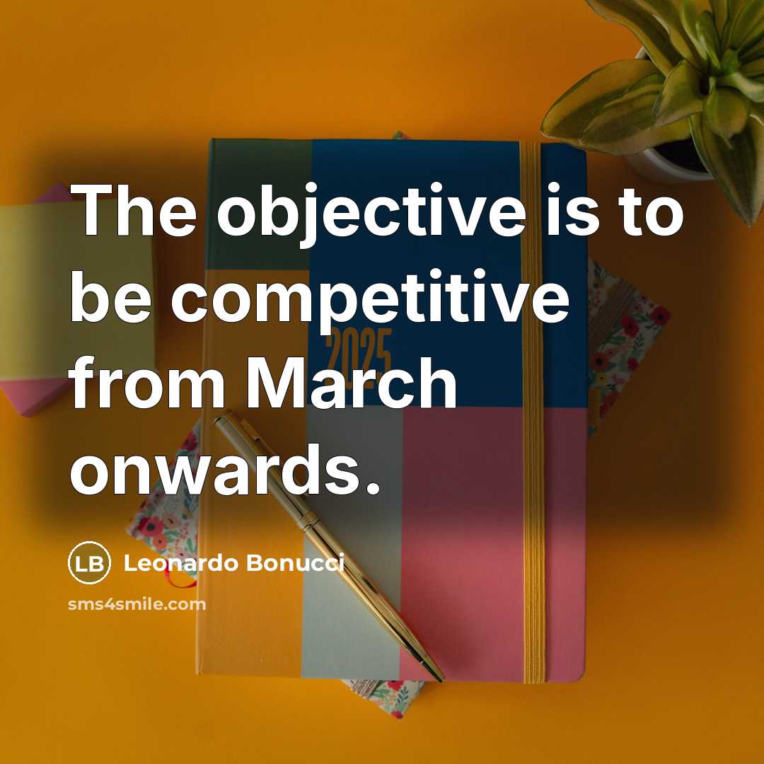 “The objective is to be competitive from March onwards.” quote by Leonardo Bonucci