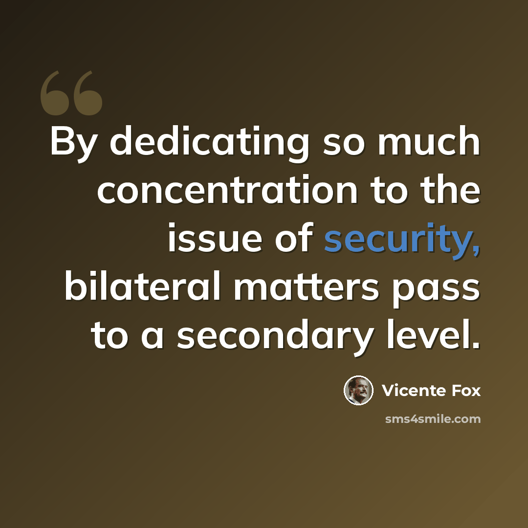 “By dedicating so much concentration to the issue of security, bilateral matters pass to a secondary level.” quote by Vicente Fox