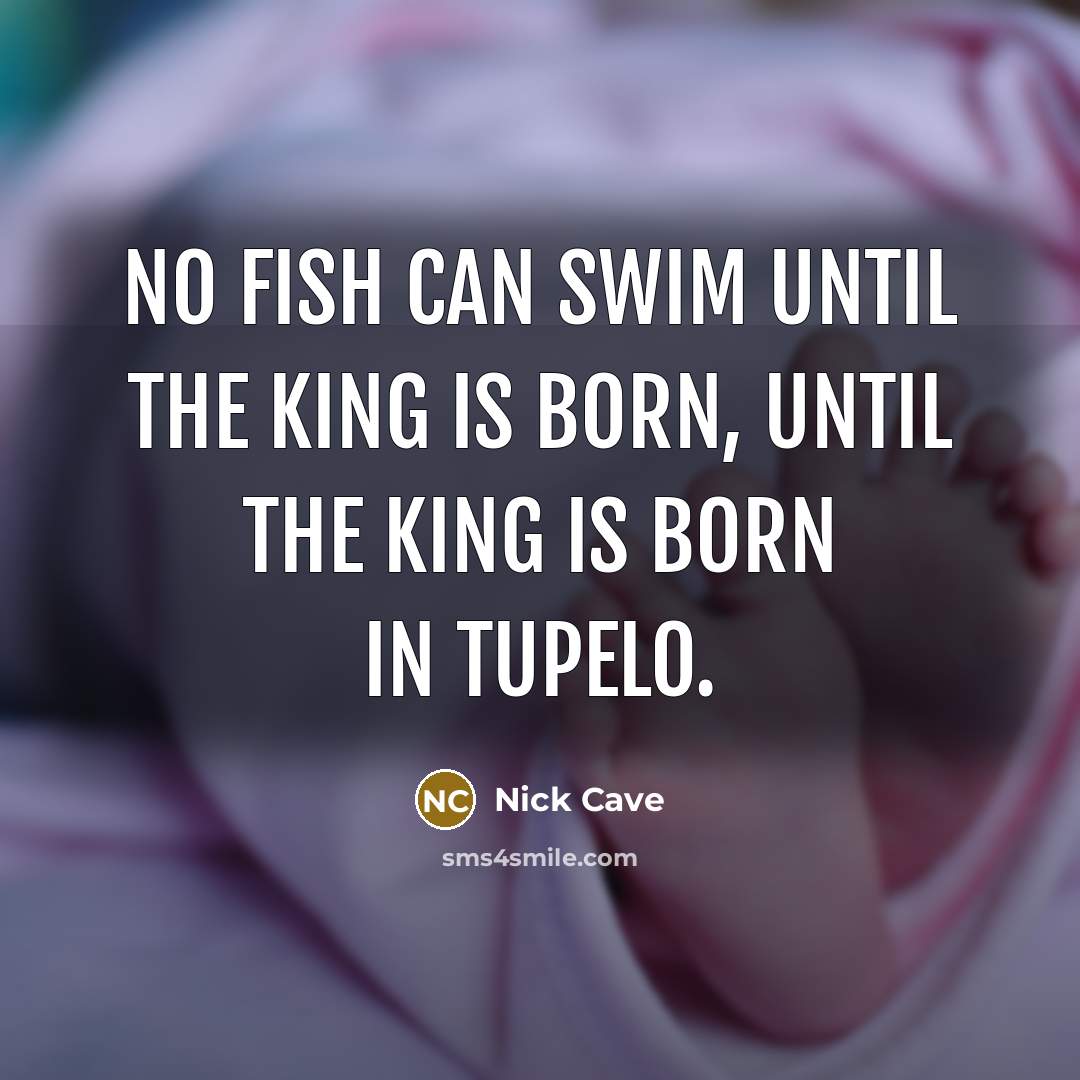 “No fish can swim until the King is born, until the King is born in Tupelo.” quote by Nick Cave