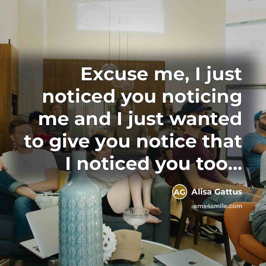“Excuse me, I just noticed you noticing me and I just wanted to give you notice that I noticed you too...” quote by Alisa Gattus