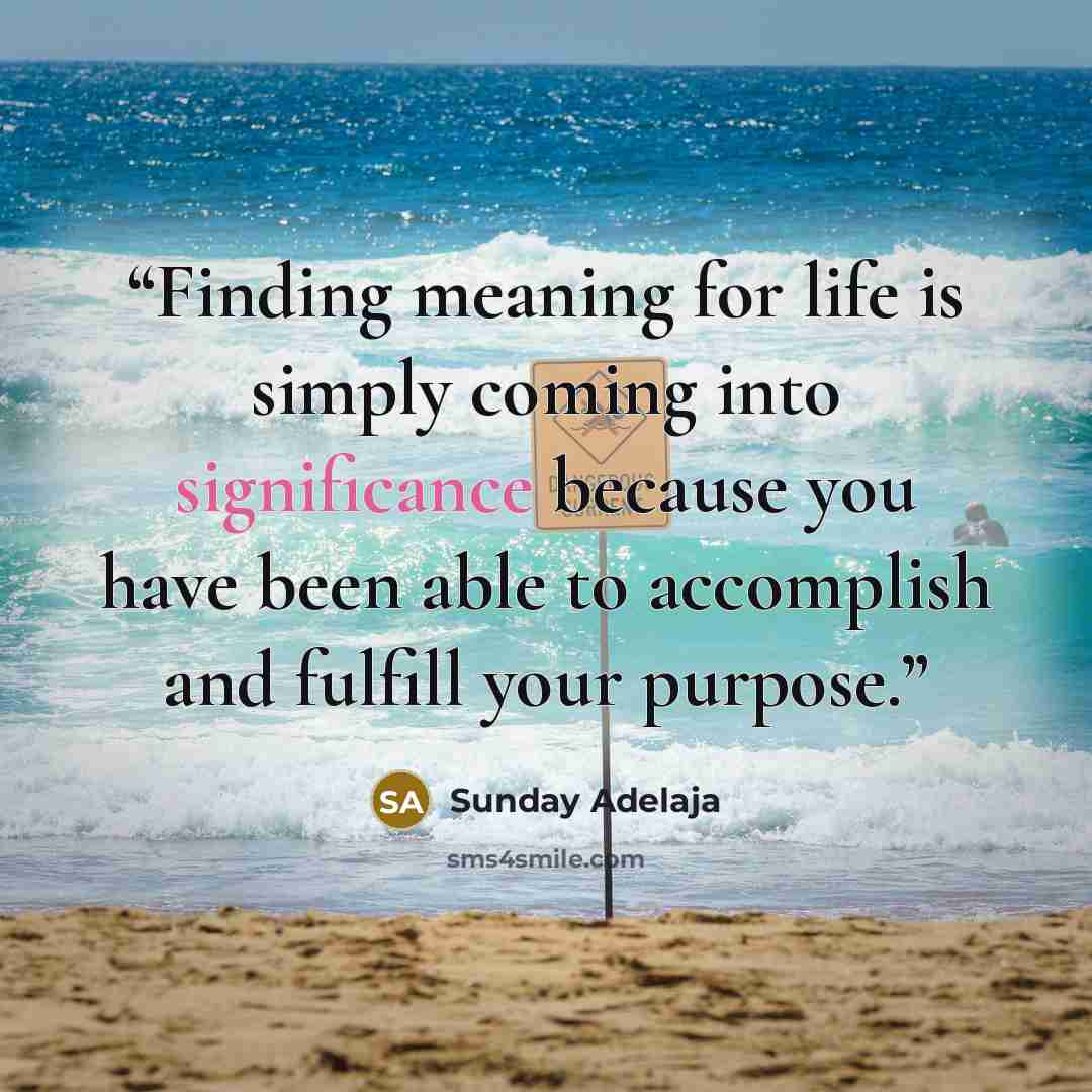 “Finding meaning for life is simply coming into significance because you have been able to accomplish and fulfill your purpose.” quote by Sunday Adelaja