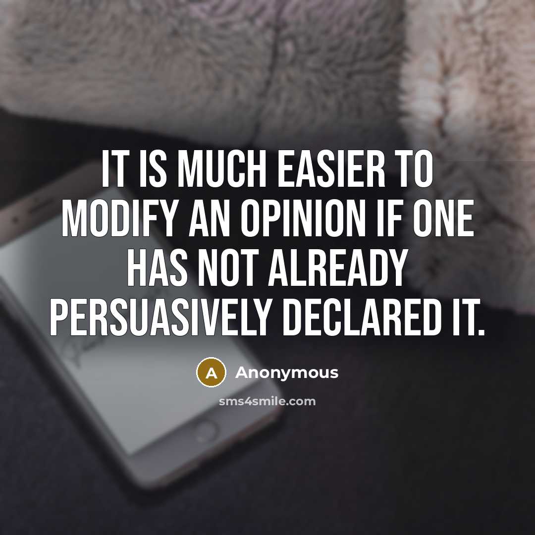 “It is much easier to modify an opinion if one has not already persuasively declared it.” quote by Anonymous