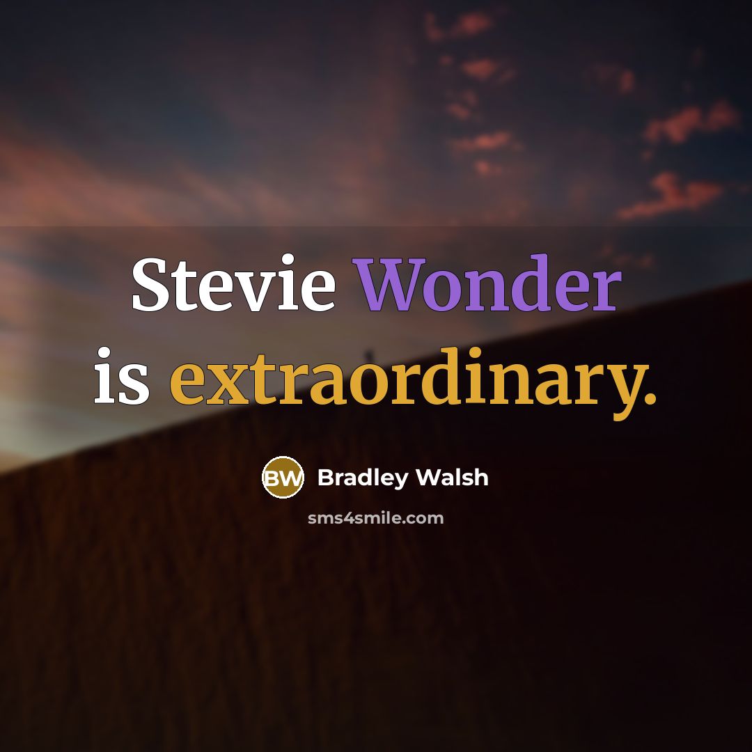 “Stevie Wonder is extraordinary.” quote by Bradley Walsh