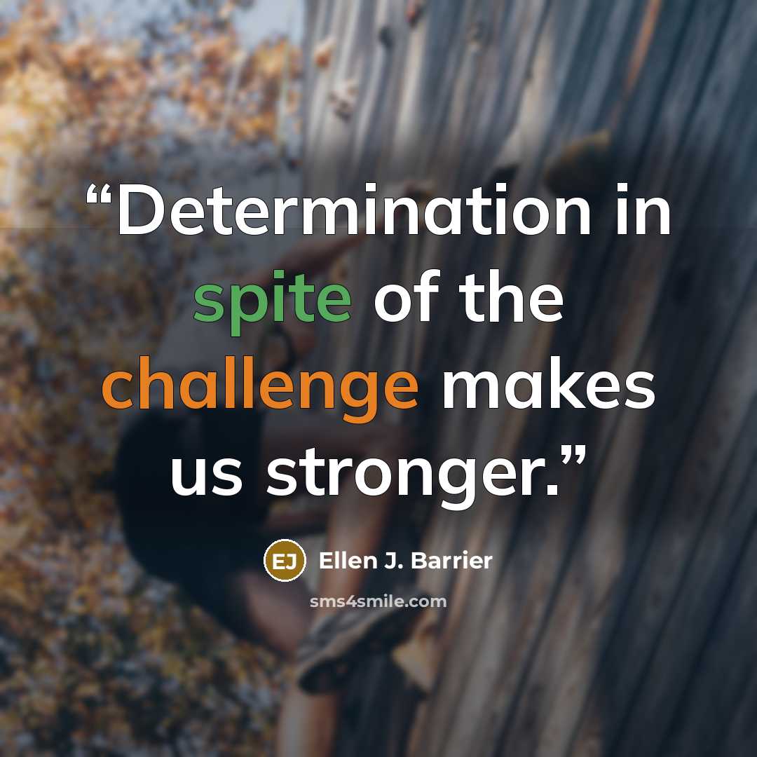 “Determination in spite of the challenge makes us stronger.” quote by Ellen J. Barrier