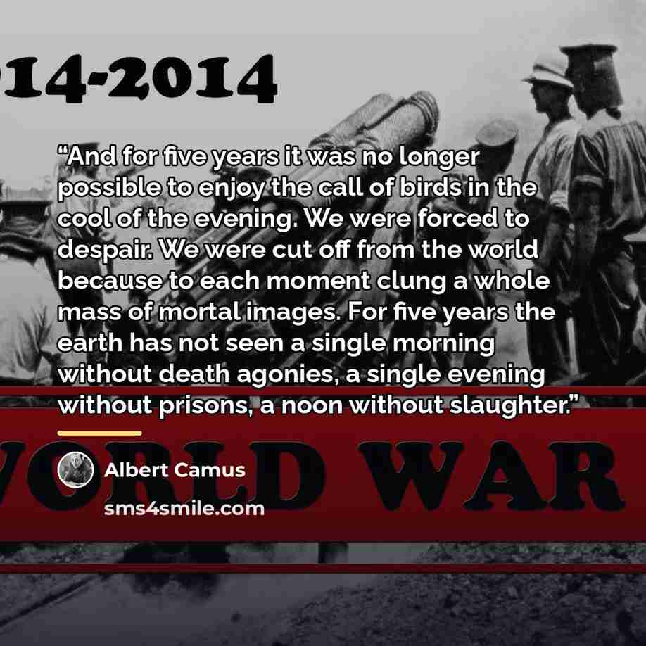 “And for five years it was no longer possible to enjoy the call of birds in the cool of the evening. We were forced to despair. We were cut off from the world because to each moment clung a whole mass of mortal images. For five years the earth has not seen a single morning without death agonies, a…” quote by Albert Camus