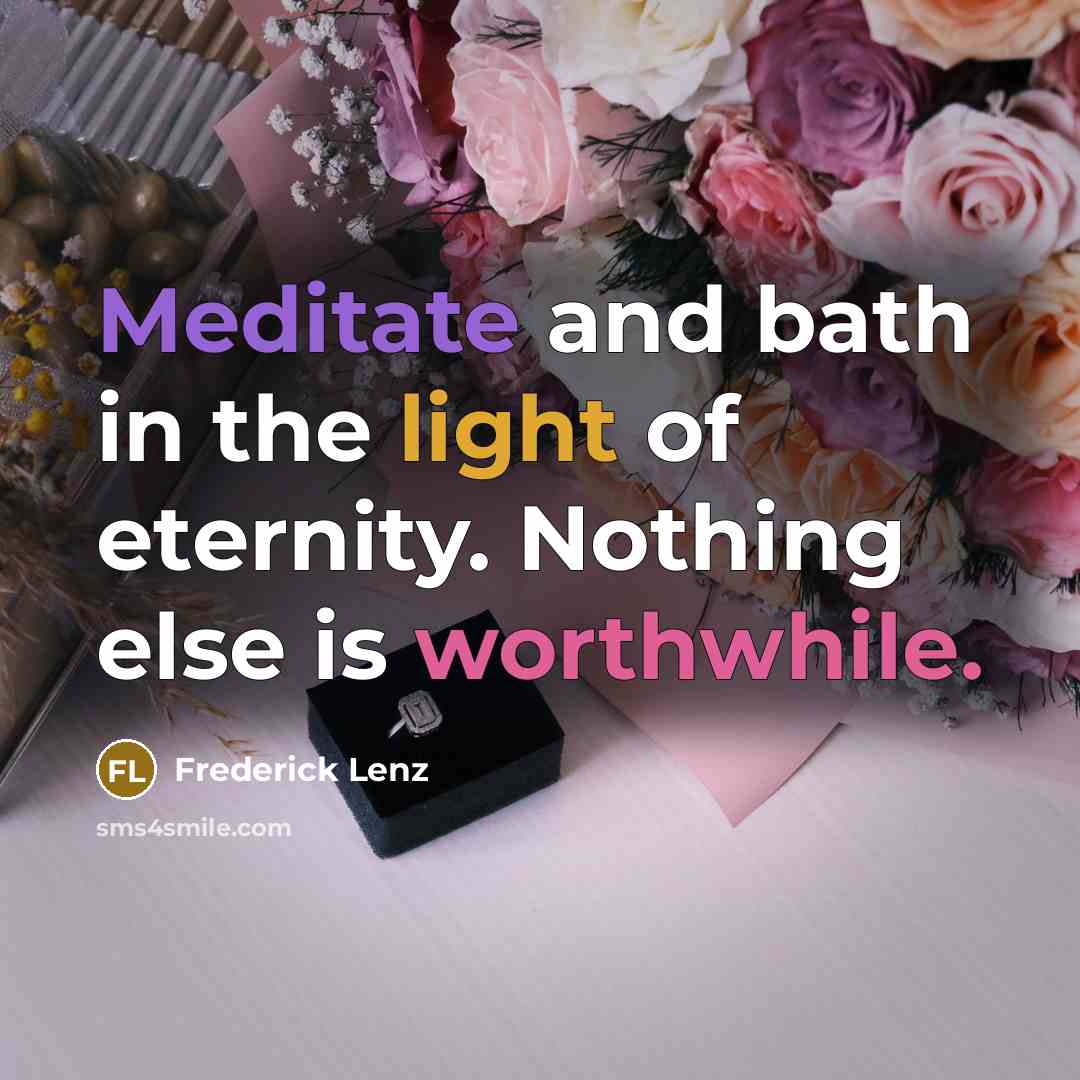 “Meditate and bath in the light of eternity. Nothing else is worthwhile.” quote by Frederick Lenz