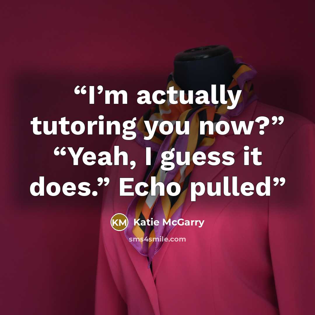 “I’m actually tutoring you now?” “Yeah, I guess it does.” Echo pulled” quote by Katie McGarry