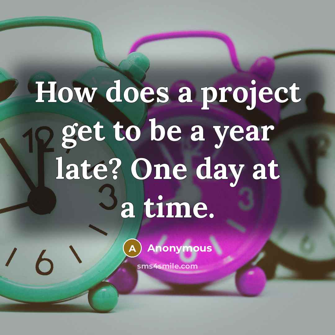 “How does a project get to be a year late? One day at a time.” quote by Anonymous